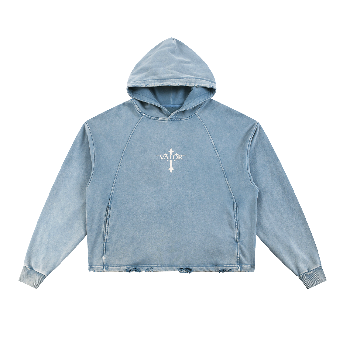 Vintage Frayed-Hem Hoodie