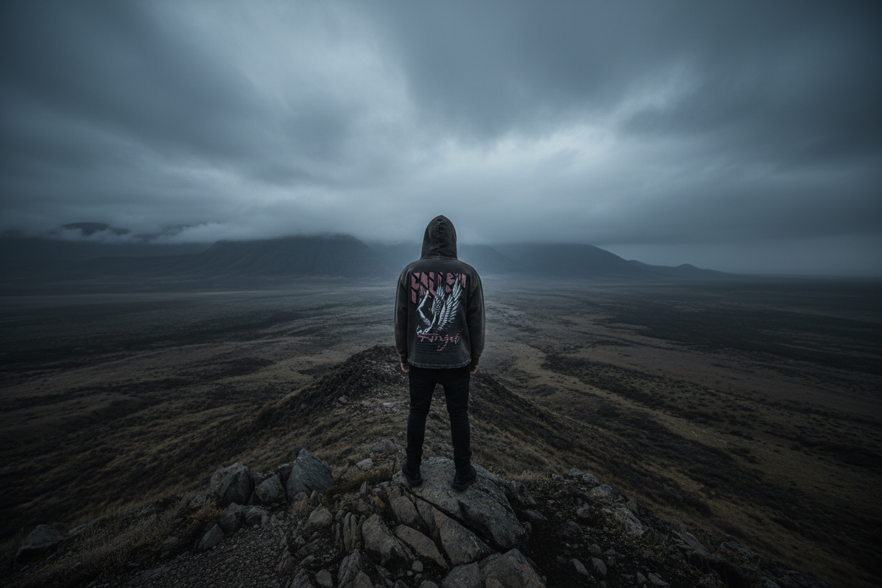 Vintage Frayed-Hem Hoodie